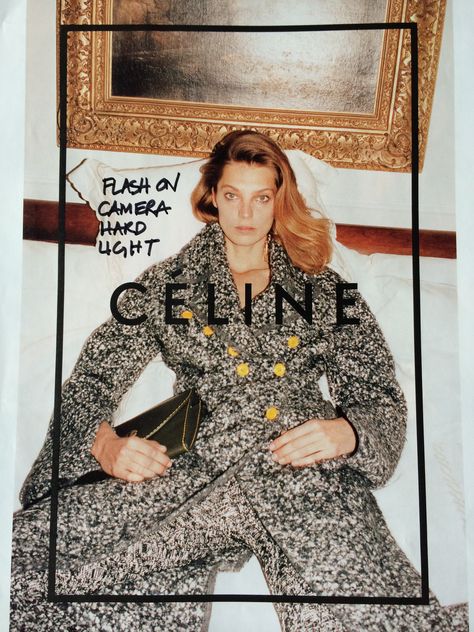 Celine Fall 2014 ad. Hard flash, maybe ring flash, relaxed pose, looking at camera. Antique setting. Phoebe Filo, Celine Campaign, Old Celine, Daria Werbowy, Mode Editorials, Juergen Teller, Phoebe Philo, Michelle Williams, Mockingjay