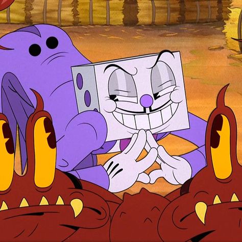 King Dice Pfp, Rey Dado, Larva Cartoon, Don't Hug Me I'm Scared Fanart, Cuphead Art, King Dice, Cup Head, King Boo, Animated Cartoon Characters