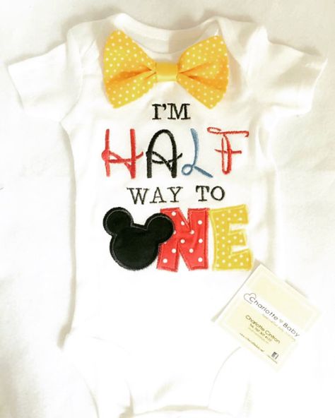 Halfway to one Birthday half birthday Mickey mouse boy half Half Birthday Mickey Mouse, Halfway To One, Half Birthday Shirt Boy, Half Birthday Baby Boy, Half Birthday Shirt, Baby Boy Disney, Mickey Mouse Birthday Shirt, Half Birthday Baby, Mickey Baby Showers