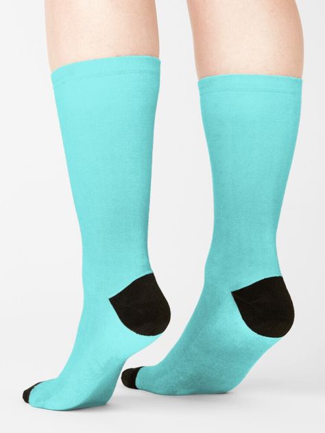 "Aqua Belle Aqua Blue Solid Color" Socks by podartist | Redbubble Tiffany Blue Color, Color Socks, Aqua Socks, Trendy Socks, Art Socks, Sock Outfits, Blue Socks, Custom Socks, Socks And Heels