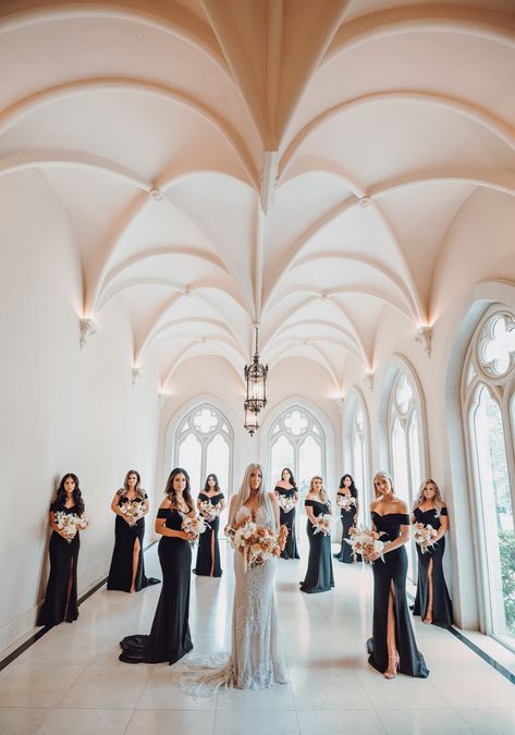 French Wedding Venues, Bridesmaid Hair Makeup, Black Bridesmaids, Ivory Bridal, Black Bridesmaid Dresses, Neutral Wedding, French Wedding, Black Tie Wedding, Bride Tribe