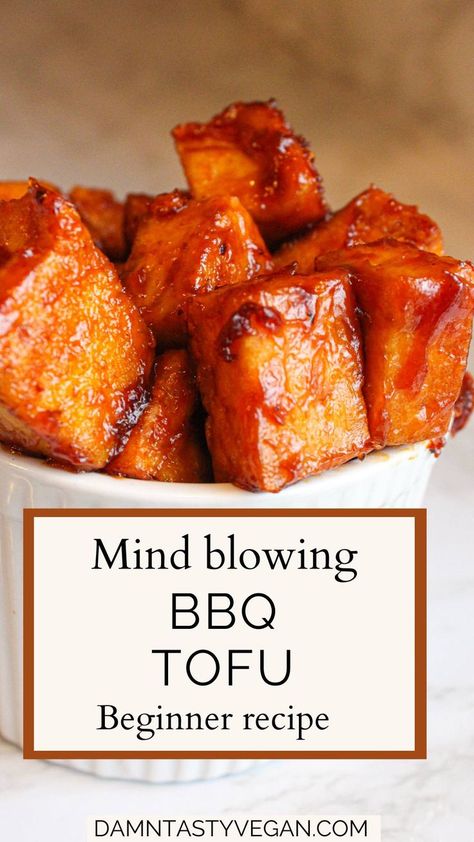 White bowl filled with bbq tofu Tofu For Beginners, Cooking With Tofu, Firm Tofu Recipes, Tofu Recipes Healthy, Tofu Recipes Easy, Cooking Tofu, Bbq Tofu, Tofu Recipes Vegan, Tofu Recipe