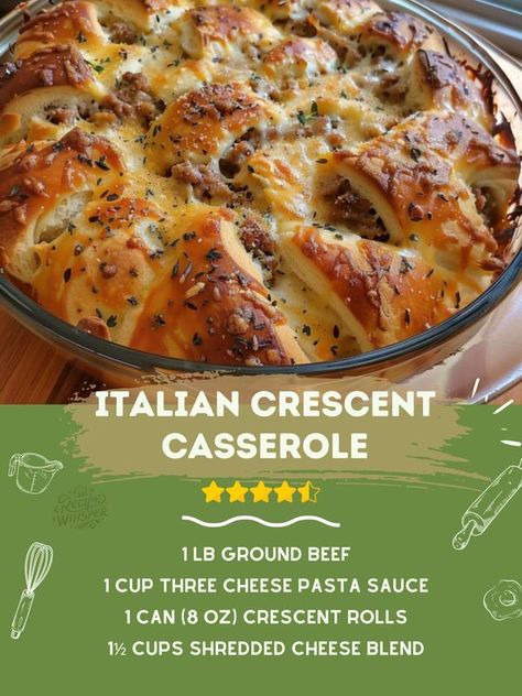 Recipe Whisper Crescent Casserole, Crescent Roll Recipes Dinner, Crescent Roll Casserole, Italian Feast, Cheese Sauce For Pasta, Crescent Recipes, Baked Dinner, Crescent Roll Recipes, Crescent Dough