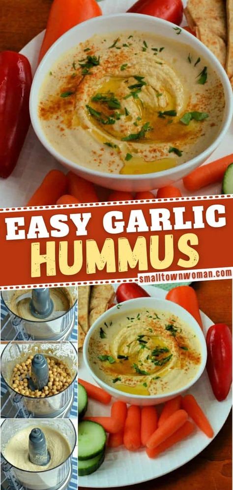 Homemade Garlic Hummus, Pita Triangles, Garlic Hummus Recipe, Dips Appetizers, Best Hummus Recipe, Greek Menu, Turkey Food, Hummus Recipes, Easy Hummus Recipe