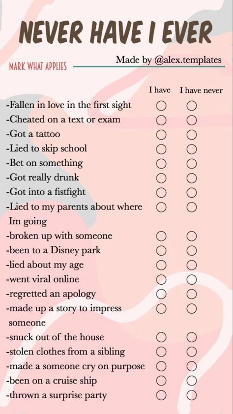 Never Have I Ever Template, Insta Games, Fun Games For Teenagers, Fast Talk, Never Have I Ever Questions, Funny Truth Or Dare, Fun Sleepover Activities, Teen Sleepover Ideas, Diy Bachelorette