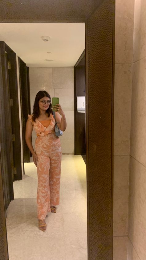 Printed jumpsuit by H&m with a tube top Jumpsuit Outfit From Saree, H&m V-neck Maxi Dress For Brunch, Show Me Your Mumu Jumpsuit, H&m Jumpsuit, H&m Floral Dress 2021, Printed Jumpsuit, Tube Top, Two Piece Pant Set, Pants Set