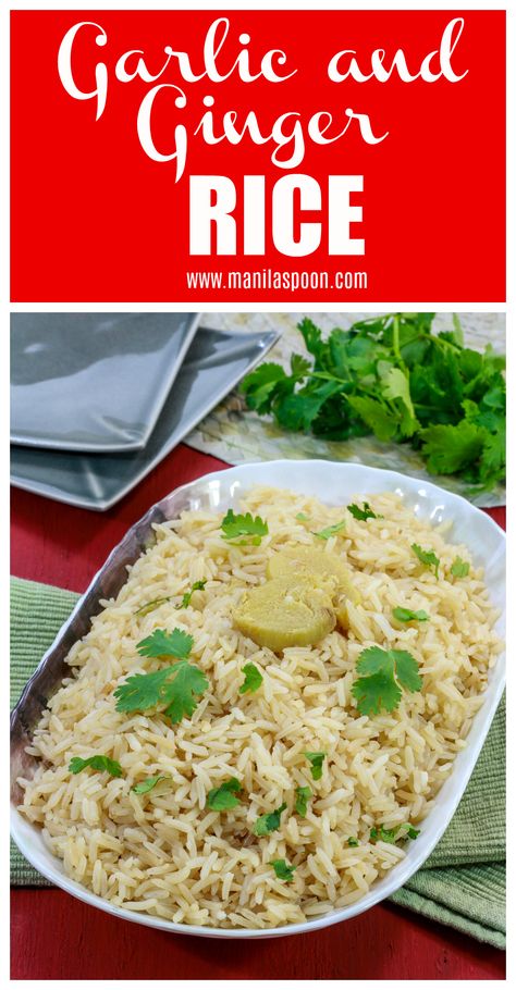 Dinner Cheap, Ginger Rice, Rice Dishes Easy, Easy Rice, Garlic And Ginger, Homemade Chicken Stock, Flavored Rice, Rice Side Dishes, Vegetable Side Dishes Recipes