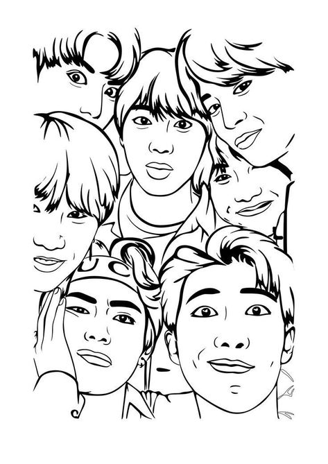 Bts Easy Drawing, Kpop Coloring Pages, Bts Coloring Pages, Bts Drawings Easy, Bts Cartoon, Chibi Coloring Pages, Free Coloring Pages For Kids, Farm Animal Coloring Pages, Bts Art