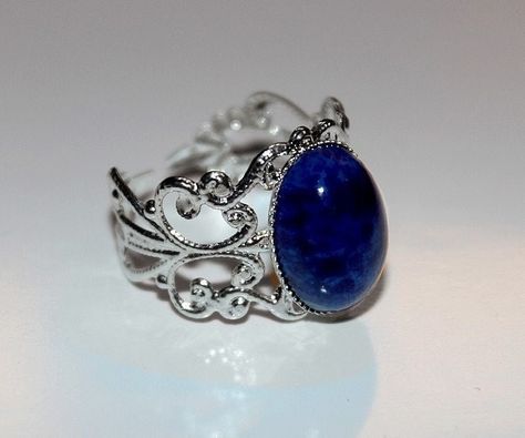 Vampire Diaries Rings, Vampire Au, Tvd Dr, Gothic Ring, Lapis Ring, Katherine Pierce, Gothic Rings, Jewelry Lookbook, Aesthetic Collage