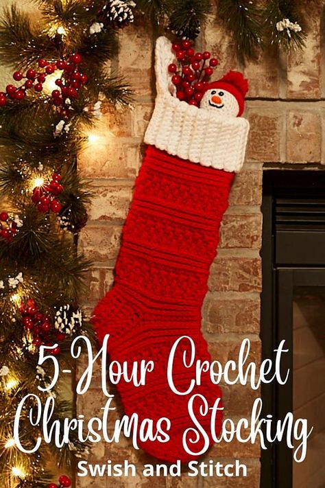 Stitch up this beautiful new Aspen Crochet Christmas Stocking. Requiring just 5-6 hours, this crochet Christmas stocking makes the perfect gift for good friends and family. Crochet Stocking Pattern Free, Christmas Stocking Pattern Free, Stocking Pattern Free, Crochet Christmas Stocking Pattern, Crochet Stocking, Large Christmas Stockings, Crochet Christmas Stocking, Christmas Stockings Diy, Crochet Xmas