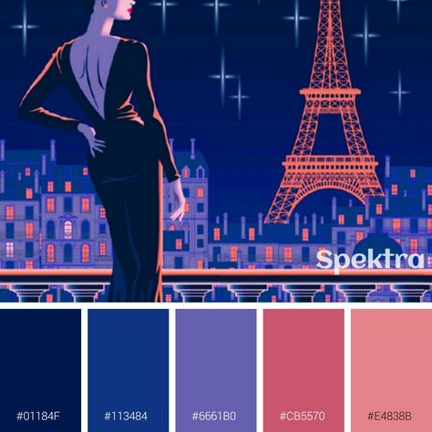 Midnight In Paris Color Palette, Night City Color Palette, Night Time Color Palette, Paris Color Palette, Midnight Color Palette, Perfume Book, Eiffel Tower At Night, Midnight City, Summer Bash