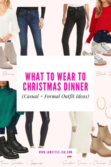 What To Wear For Christmas Dinner, Christmas Eve Dinner Outfit Casual, Christmas Dinner Casual Outfit, Christmas Family Dinner Outfits, Christmas At Home Outfit, Family Christmas Dinner Outfit, What To Wear On Christmas Day, Company Christmas Party Outfit Casual, Christmas Lunch Outfit Ideas