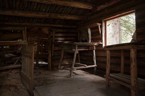 Old Trapper Cabins | abandoned cabin interior | Flickr - Photo Sharing! Cabin Abandoned, Old Wooden Cabin, Old Wood House Interior, Abandoned Cabin Interior, Abandoned Shack Interior, Run Down Cabin, Creepy Cabin Interior, Shack Interior, Old Cabin Aesthetic