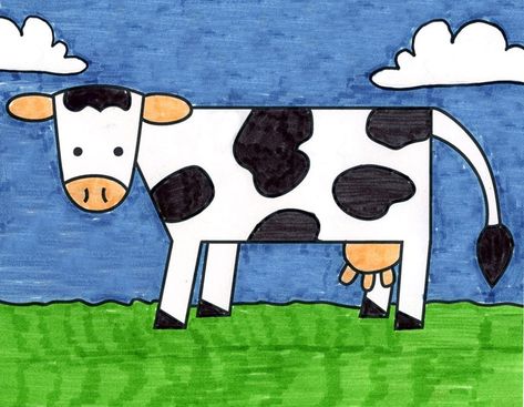 1st Grade Drawing, Drawing For Kindergarten, Painting Kindergarten, Drawing Kindergarten, Cow Drawing Easy, Kindergarten Drawing, Cow Coloring Pages, Cow Drawing, Easy Art For Kids