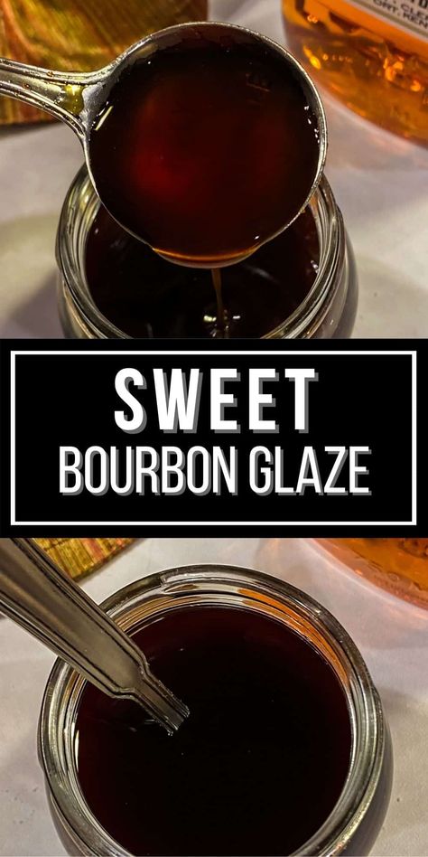 This Bourbon Glaze recipe is sweet, peppery and packed with flavor. If you are looking for something to make your tastebuds sing, look no further because this sauce will make everything better. Burbon Chicken Recipe Grilled, Cherry Bourbon Sauce, Bourbon Teriyaki Sauce, Homemade Bourbon Sauce, Burbon Chicken Sauce, Beef Glaze Sauce, Glaze Recipe For Meat, Sweet Bourbon Sauce, Honey Bourbon Sauce