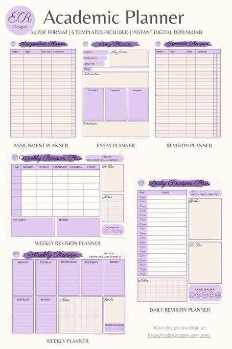 Printable Student Planner School Study Planner Printable - Etsy Year Planner 2024 Free Printable, Student Planner Printable Free Templates, School Assignment Planner, Exam Planner Printable, School Study Planner, Homeschool Student Planner, Study Planner Free, Study Planner Printable Free, Student Daily Planner