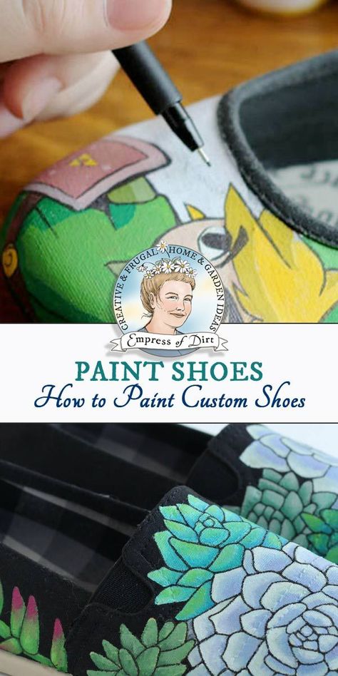 Shoe painting tips and instructions including best acrylic paints and art supplies to use. How To Paint Shoes, Shoe Painting Ideas, Upcycle Shoes, Paint Shoes, Shoe Painting, Painting Shoes, Painted Shoes Diy, Sewing Alterations, Shoe Making