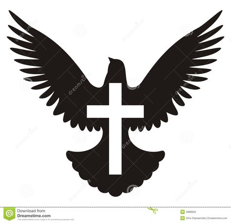 Simple illustration of a dove and a Christian cross symbol. Description from publicdomainpictures.net. I searched for this on bing.com/images Cross Coloring Page, Cross With Wings, Cross Silhouette, Cross Drawing, Christian Drawings, Celtic Cross Tattoos, Filipino Tattoos, Jesus Wall Art, Cross Symbol