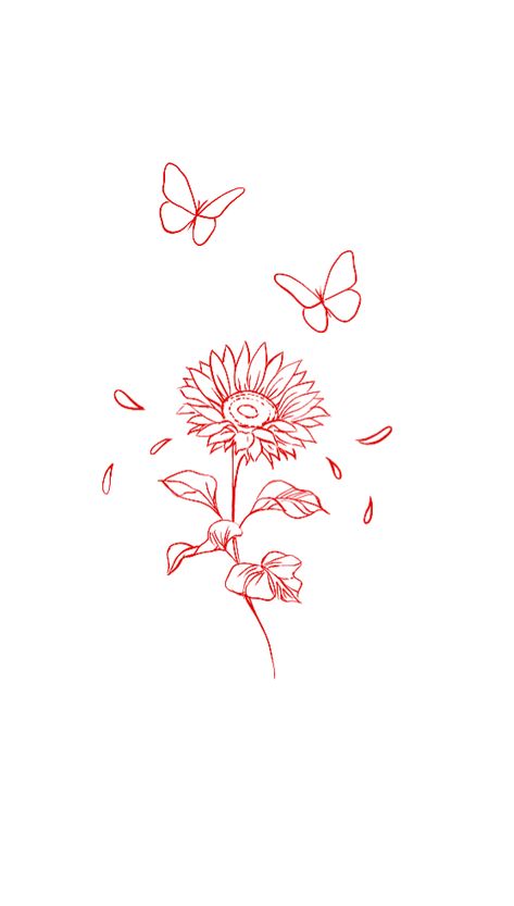 Sunflower Line Drawing Tattoo, Sunflower Butterfly Tattoo Design, Sunflower Minimalist Tattoo, Tattoo Designs Sunflower, Delicate Sunflower Tattoo, Sunflower Butterfly Tattoo, Girasoles Tattoo, Sunflower And Butterfly Tattoo, Sunflower Tattoo Stencil