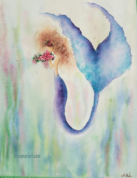 Mermaid Watercolor Painting, Watercolor People, Mermaid Water, Mermaid Watercolor, Ideas Watercolor, Loose Watercolor Paintings, Pearl Art, Watercolor Paintings Of Animals, Watercolor Art Diy