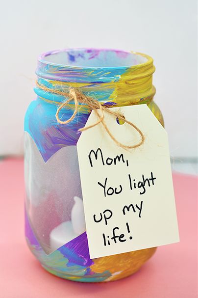 A DIY mason jar votive is a Mother's Day gift kids can help create and Mom will love.  #mothersday #wishlist #inspiration #love #gift #diy Diy Gifts For Mothers, Diy Mother's Day Crafts, Easy Mother's Day Crafts, Mother's Day Projects, Diy Mason Jar, Mother's Day Activities, Diy Gifts For Mom, Mothers Day Crafts For Kids, Diy Mothers Day Gifts