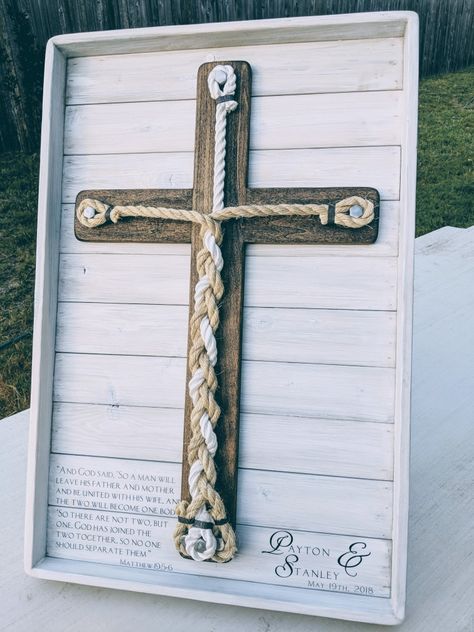 Cross Tying Ceremony, Cross Rope Wedding, Gods Knot Unity Ceremony, Tie The Knot Wedding Cross, Unity Rope Wedding Cross, Wedding Unity Cross Braid, Rope Cross Wedding, Wedding Rope Braid Ceremony Diy, Unity Cross Braid