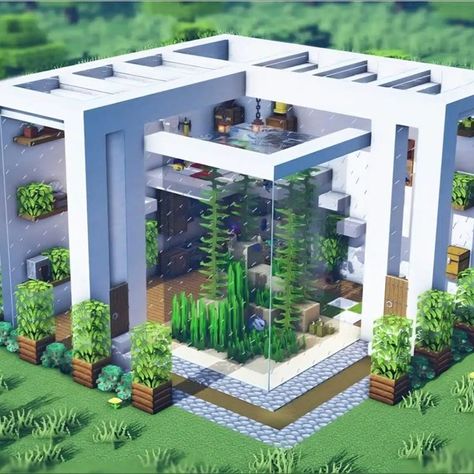 Fishtank Ideas Minecraft, Minecraft Fish Aquarium, Minecraft Aquarium House, Minecraft Modern Wall, Axolotl House Minecraft, Aquarium Minecraft Ideas, Minecraft Aquarium Building, Underwater Minecraft Houses, Minecraft School Ideas