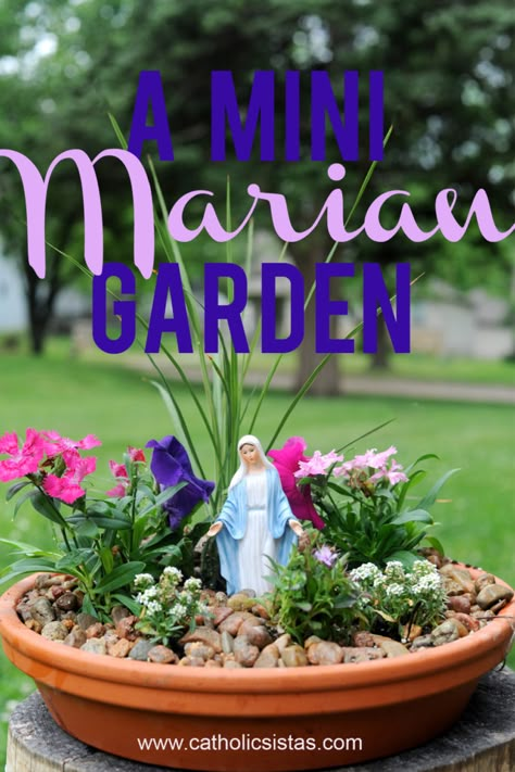 Mini Mary Garden, Virgin Mary Garden, Marian Garden, Mary Garden, Full Sun Flowers, Prayer Garden, Catholic Decor, Memorial Garden, Raised Bed