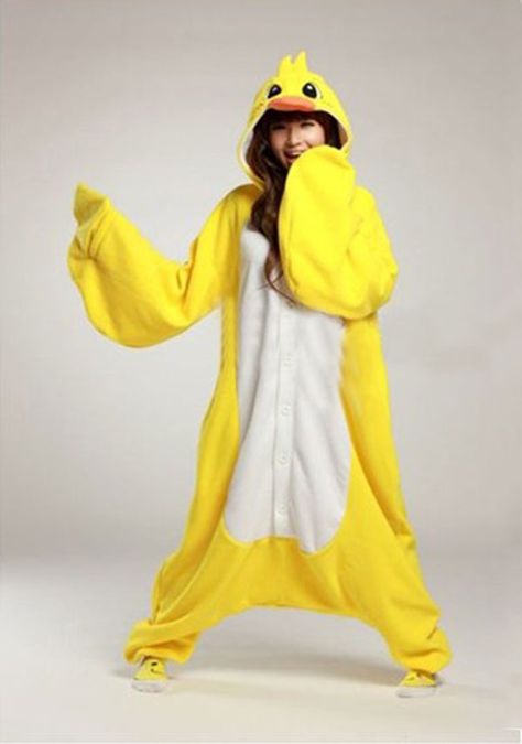 Yellow duck Kigurumi Duck Onesie, Church Camp Outfits, Lion King Costume, Animal Onesies, Duck Costumes, Pajama Costume, Animal Onesie, Duck Pins, Animal Costumes