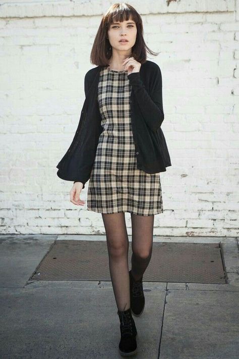 fall fashion Zooey Deschanel, Looks Street Style, Mode Inspo, Looks Style, Mode Inspiration, Plaid Dress, Looks Vintage, 50's Dress, Grunge Fashion