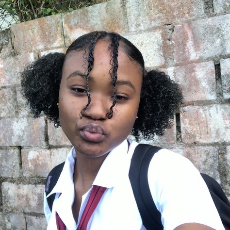 Natural Hair Styles For School Teen, Two Puffs With Braids, Edges Tut, 4c Natural Hairstyles Short, Easy Hairstyle Video, Short Hair Twist Styles, Hair Plugs, Cute Natural Hairstyles, Natural Hair Bun Styles