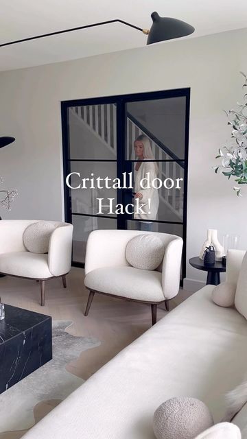 Kirsty on Instagram: "CRITTALL DOOR HACK! I’m going to be sharing more interior tips and tricks and ‘how to’s’ a lot more to help you get the look you want for the budget that’s right for you and this is a great tip! ❤️ ✨The double doors shown are aluminium doors which we love and wouldnt change but if you are trying to save money and want them on all of your doors I recommend going for a wooden crittall style. This will save you so much money and looks just as good. We have them on all our oth Bifold Crittal Doors Internal, Crittal Style Wood Doors, Crittal Doors Kitchen, Crittal Style Interior Doors, Wooden Crittal Style Doors, Indoor Crittal Doors, Crittal Partition Wall, Crittle Doors Internal, Diy Crittall Doors