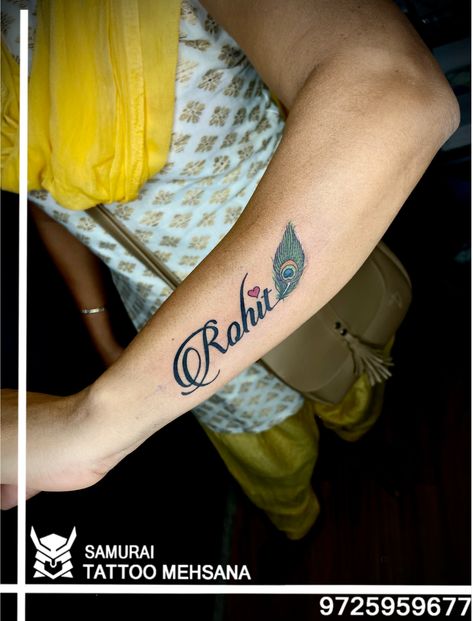 Rohit Name Tattoo Design, Rohit Name Tattoo, Rohit Name, Name Tattoo On Hand, Name Tattoo Design, Name Tattoo Ideas, Ideas Name, Tattoos Nature, Peacock Feather Tattoo