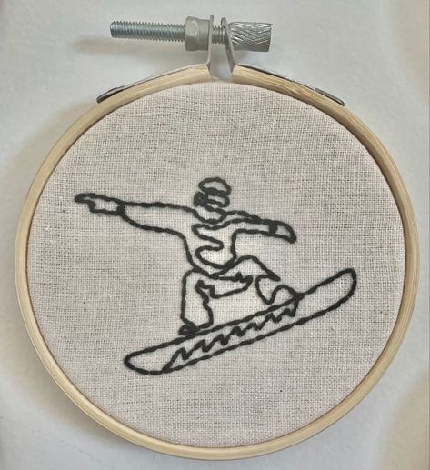 3” embroidery of a line drawing of a snowboarder Snowboarding Embroidery, Snowboard Embroidery, Manly Embroidery Ideas, Embroidery Skateboard, Surfer Embroidery, Ski Embroidery, Xmas Present Ideas, A Line Drawing, Crochet Graphs