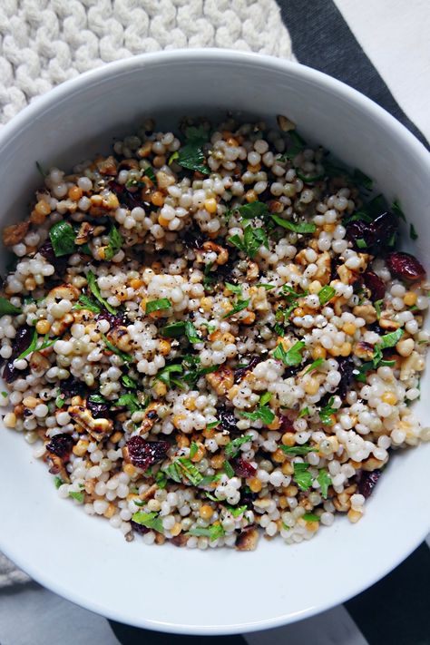 Pearl Couscous Recipes, Cranberry Salad Recipes, Pearl Couscous Salad, Couscous Salad Recipes, Pearl Couscous, Cranberry Salad, Macro Friendly Recipes, Couscous Recipes, Roasted Pecans