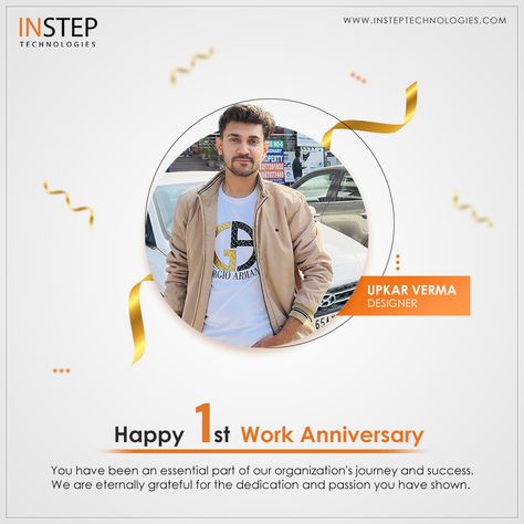 The Instep Team congratulates you on your 1st Work Anniversary. You are an excellent leader and a significant part of our team. We hope you have a prosperous future ahead Upkar Verma. #workanniversary #anniversary #years #work #congratulations #thankyou #employeeappreciation #team #celebrate #grateful #hardwork #workcelebration #workfamily #dedication #business #journey #happyanniversary #teamwork #happy #celebration #workiversary #insteptechnologies Employee Work Anniversary Post, 1 Year Business Anniversary Social Media, Book Front Page Design, Work Anniversary Post, Book Front Page, Work Congratulations, Bday Story, Anniversary Post, Anniversary Years