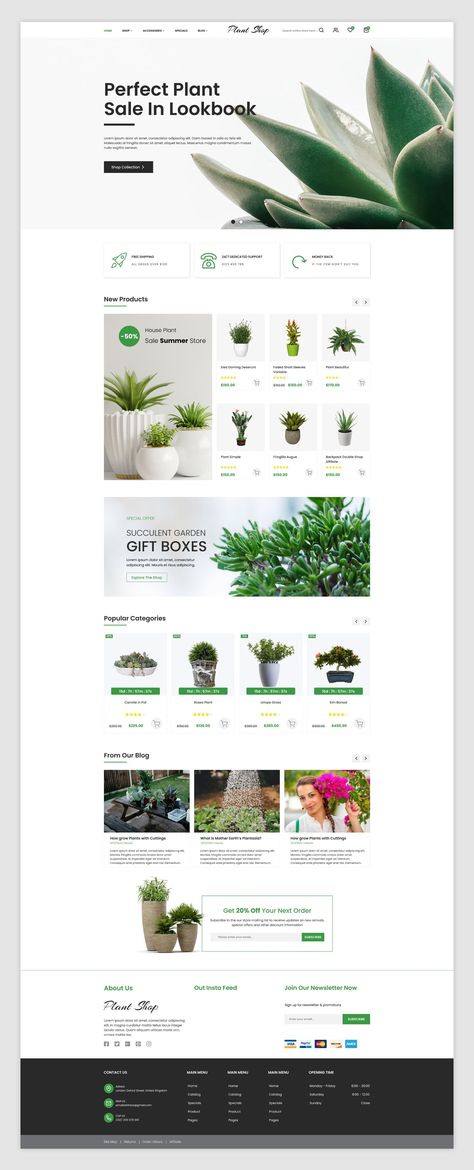 Ecom Website Design Inspiration, Figma Creative Design, Plant Website Design Landing Page, Nursery Website Design, Plant Shop Website Design, Plant Shop Website, Plant Shop Web Design, Plant Website Design Inspiration, Plants Shop Design