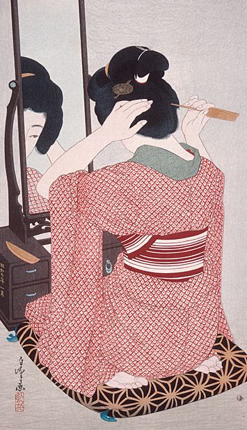 ukiyo-e, Japón (Edad Antigua) Woman In Kimono, Japanese Woodcut, Geisha Art, Japanese Illustration, Traditional Japanese Art, Japon Illustration, Eastern Art, Art Japonais, Japanese Woodblock Printing