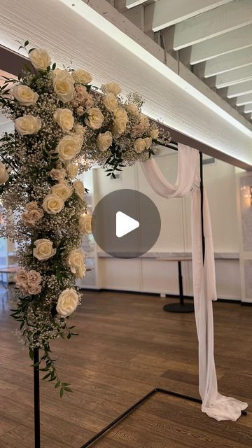 Giulia |  Toronto Event Florist and Designer on Instagram: "Still swooning at this babies breath and white rose arch for Kaitlyn and Chris ☁️🤍

The character and charm  of the exposed brick in the Broadview Hotel’s Lincoln Hall created the perfect backdrop to make this simple yet classic piece pop

Now booking wedding and event florals for 2024 and 2025 🌿
.
.

#torontoflorist #torontoevents #torontoweddingflowers #torontosmallbusiness #torontosmallbiz #torontoflowers #torontodelivery #broadviewhotel #broadviewhotelwedding #broadviewhoteltoronto" White Rose Arch, Simple Wedding Arch, Hotel Wedding Ceremony, Rose Arch, Ceremony Arches, Event Florals, Babies Breath, Ceremony Arch, Now Booking