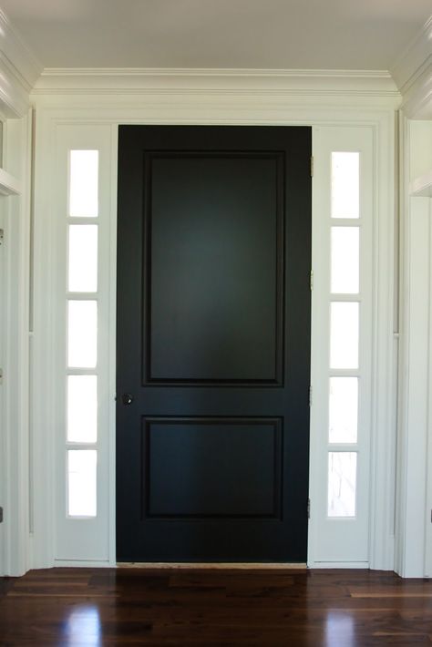 Traditional two panel square fiberglass front door. Traditional Home Front Door, Two Panel Front Door, Black Front Door No Windows, Solid Black Front Door, 8 Ft Front Door, Front Door No Windows, 2 Panel Front Door, Shaker Front Door, Solid Front Door