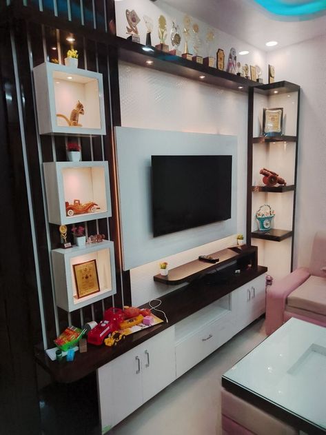 Modern Tv Launch Decor & Living Room Decors Ideas 2023 Home Decor Tv Unit Interior Design Indian, Hall Tv Showcase Designs, Hall Tv Unit Design Modern, Room Tv Cabinet Design, Tv Wall Design Luxury Tvs, Tv Showcase Design, Cupboard Work, Tv Wall Design Luxury, Tv Decoration