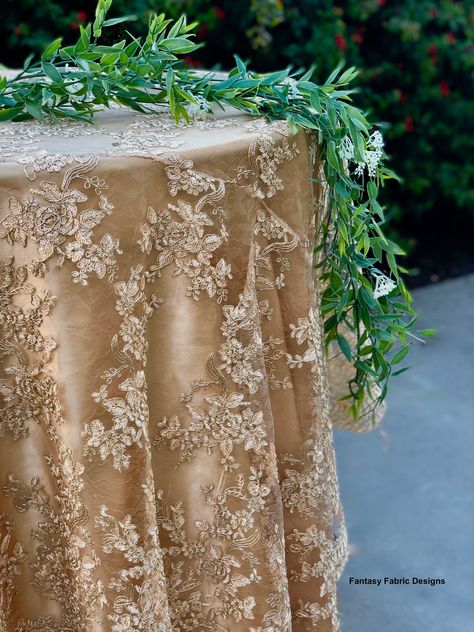 Lace Tablecloth Overlay, Embroidered Lace, Wedding Decor, Tablecloth, Table Runner, Party Decor, Special Occasion, Bridal Decor, Home Decor by FantasyFabricDesigns on Etsy Fiesta Table, Gold Tablecloth, Vintage Wedding Table, Enchanted Garden Wedding, Aisle Runners, Elegant Tablecloth, Sequin Tablecloth, Wedding Tablecloths, Table Overlays