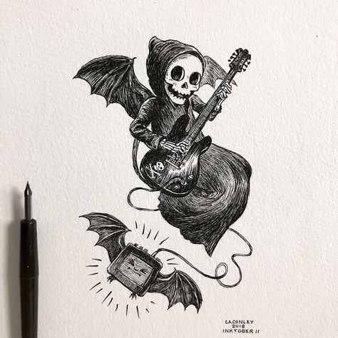 Laurie A Conley, Bat Drawings, Cute Reaper, Reaper Illustration, Inktober Ideas, Spooky Art, Cute Ghosts, Adult Coloring Designs, Art Painting Gallery