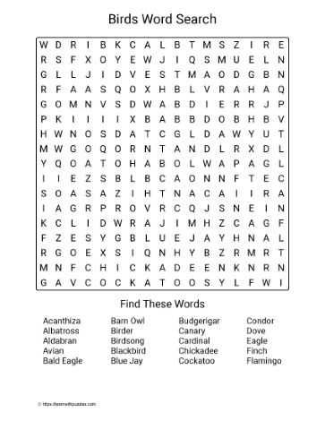 Large Print Birds Word Search Large Print Word Searches For Seniors Free Printable, Large Print Word Searches For Seniors, Thanksgiving Puzzle, Thanksgiving Word Search, Word Search For Kids, Christmas Word Search, Thanksgiving Words, Science Puzzles, Learning Support