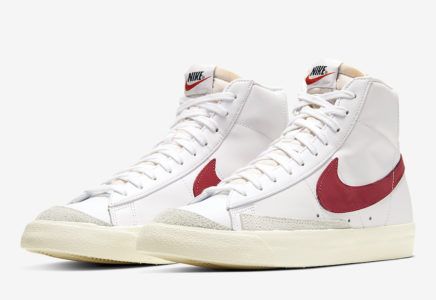 Nike Blazer Mid ’77 Releasing With Brick Red Swooshes Nike Blazer Mid 77 Red, Nike Blazer Mid 77 White, Red Sneakers Men, Clean White Leather, Blazer Mid 77 Vintage, Nike Blazer Mid 77, Nike Blazer Mid, Nike Blazers Mid, Mens Athletic Shoes