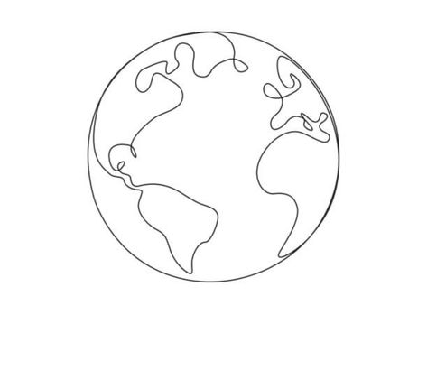 Globe Outline Tattoo, World Outline Tattoo, Single Line Earth Tattoo, Simple World Tattoo, Earth Outline Tattoo, Minimalist Earth Tattoo, Earth Drawing Simple, Globe Tattoo Design, Earth Line Art