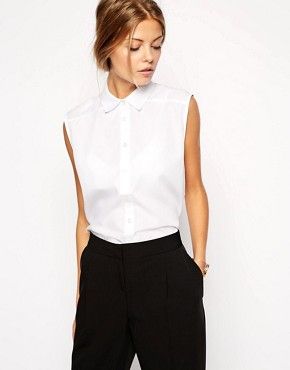 Trend | Fashion Trends Online | ASOS Street Dress, White Collared Shirt, Latest Outfits, White Shirts, Fashion Mode, Style Chic, Mode Inspiration, Sleeveless Shirt, Work Fashion