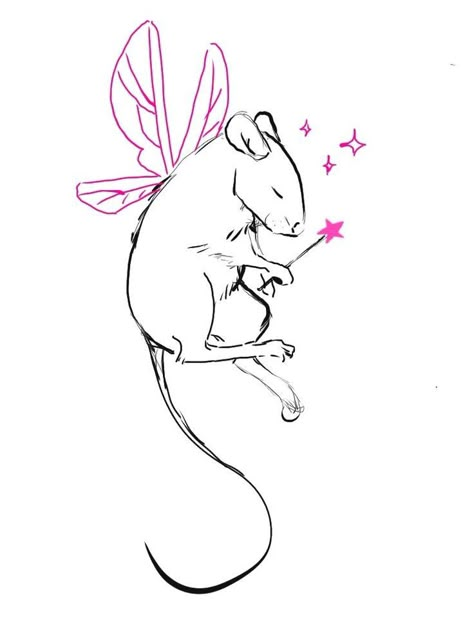 Rat Drawing, Rat Tattoo, Magic Runes, Mouse Tattoos, Cute Little Tattoos, Cute Rats, Fairy Tattoo, Wings Tattoo, Tattoo Flash Art