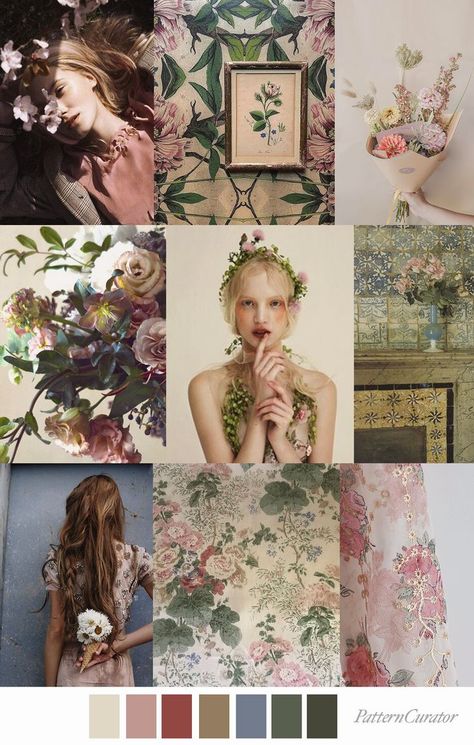 Pattern Curator, Colors Combinations, Color Boards, Canvas For Beginners, Vintage Bouquet, Fashion Art Prints, Floral Trends, Board Inspiration, Fashion Themes