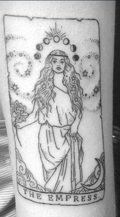 Neo Traditional Tarot Tattoo, The High Priestess Tarot Tattoo, The Empress Tarot Card Tattoo, The Empress Tattoo, Empress Tarot Card Tattoo, Art Deco Tattoo Woman, The Empress Tarot Tattoo, Empress Tattoo, The Empress Tarot